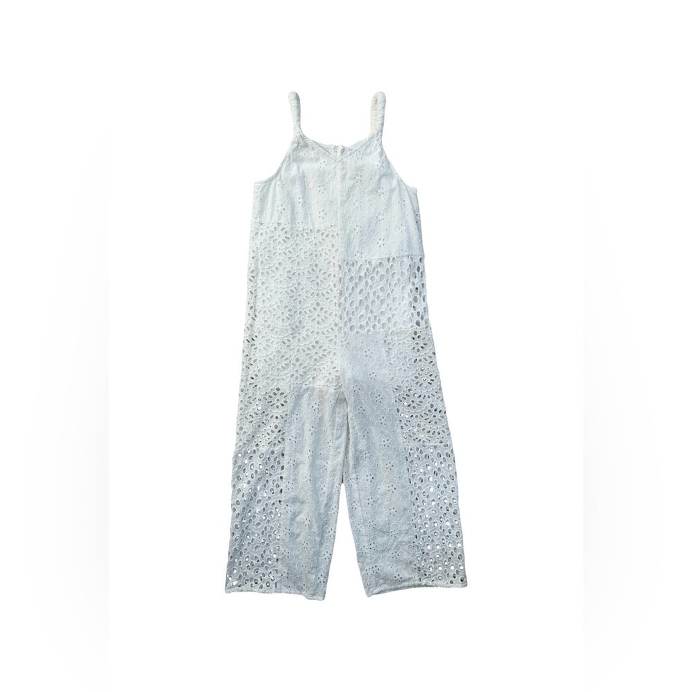 Zara Size 9 White Eyelet Jumpsuit Romper